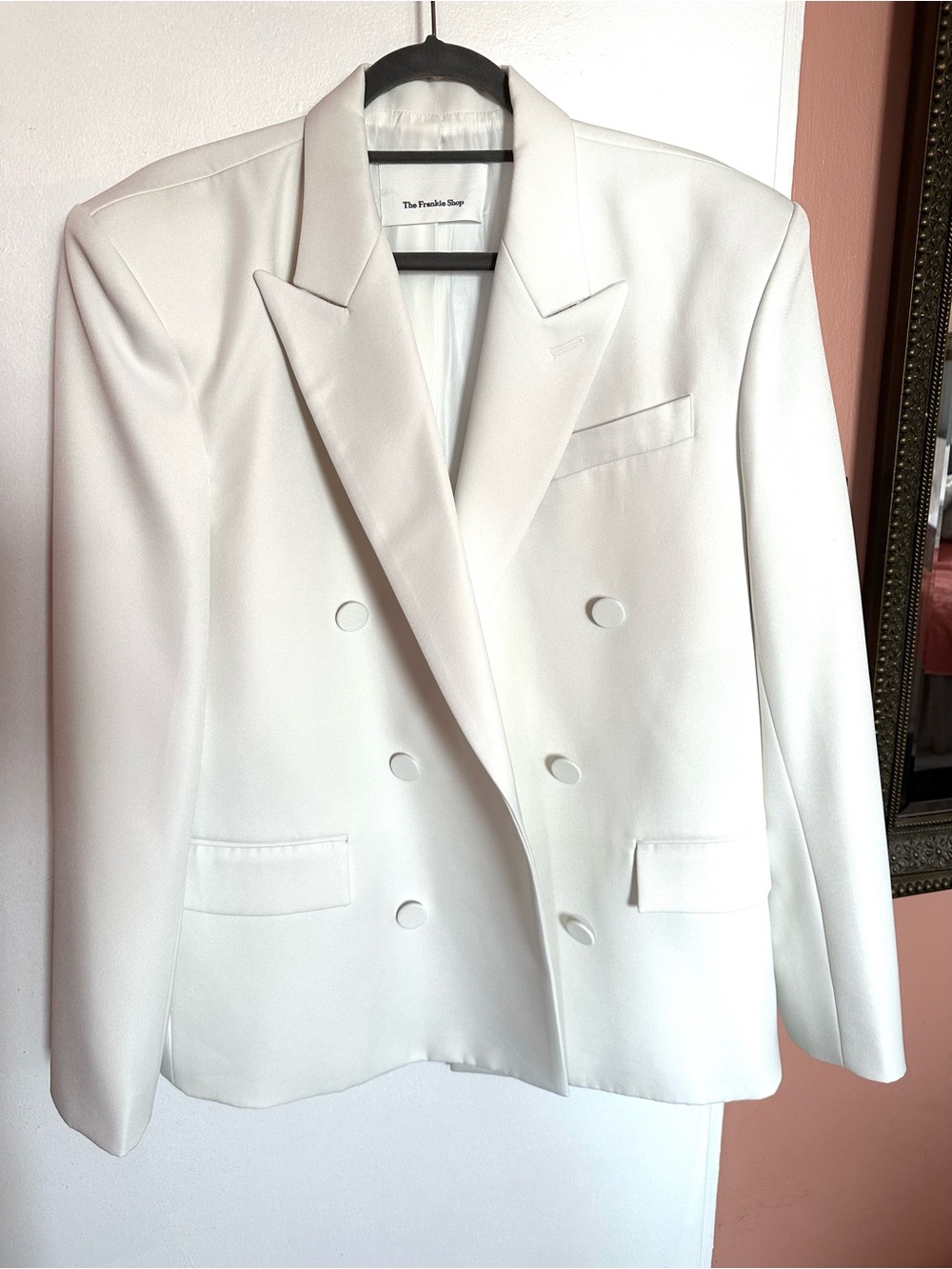 The Frankie Shop Zia Covered Buttons Blazer White Double Breasted - Picture 5 of 10